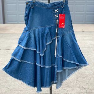 Style J asymmetrical ruffled denim skirt 10